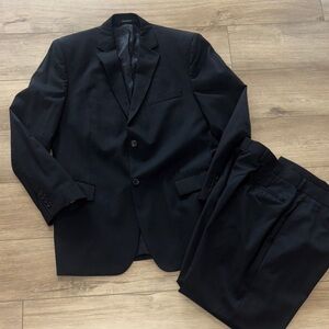 Pronto Uomo men’s black 2 piece wool suit  size 42 Long 
Pants size 36